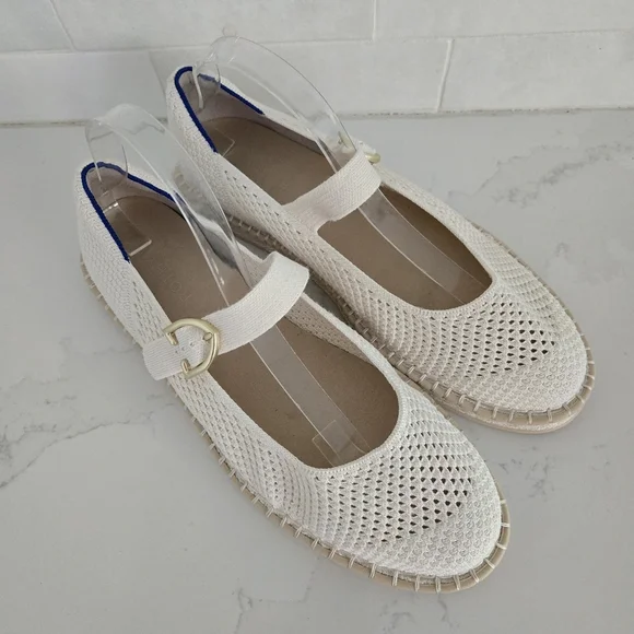 NWOT Rothy's The Espadrille Mary Jane in Jasmine Cream Ivory Flat Size 13 - Picture 2 of 10